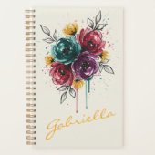 Stylish Personalized Vibrant Watercolor Floral Planner (Voorkant)