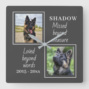 Stylish Pet Memorial Foto Quote Vierkante Klok