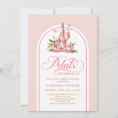 Stylish petals and prosecco blush and gold invite kaart (Voorkant)