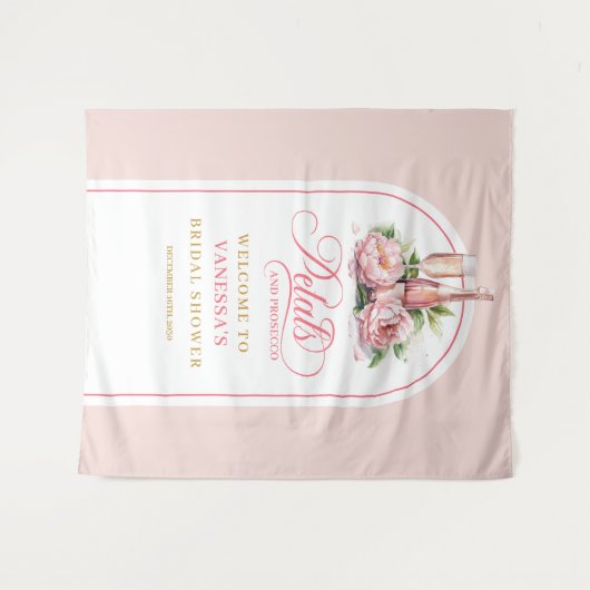 Stylish petals and prosecco blush gold backdrop wandkleed (Voorkant (horizontaal))
