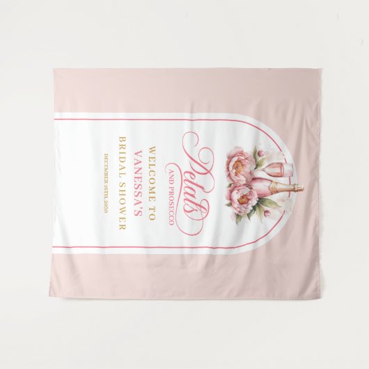 Stylish petals and prosecco floral shower backdrop wandkleed (Voorkant (horizontaal))