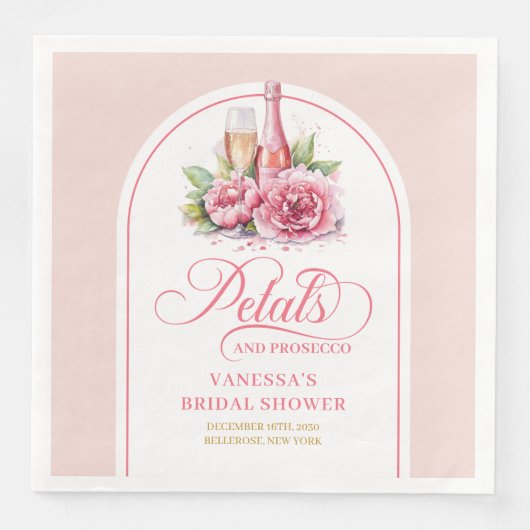 Stylish Petals and Prosecco Personalized Napkins Servet (Voorkant)
