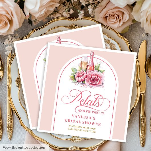 Stylish Petals and Prosecco Personalized Napkins Servet