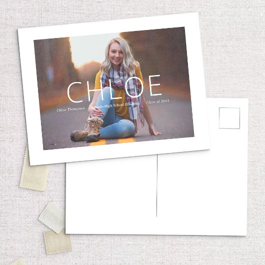 Stylish Photo Graduation Announcement Postcard Aankondigingskaart