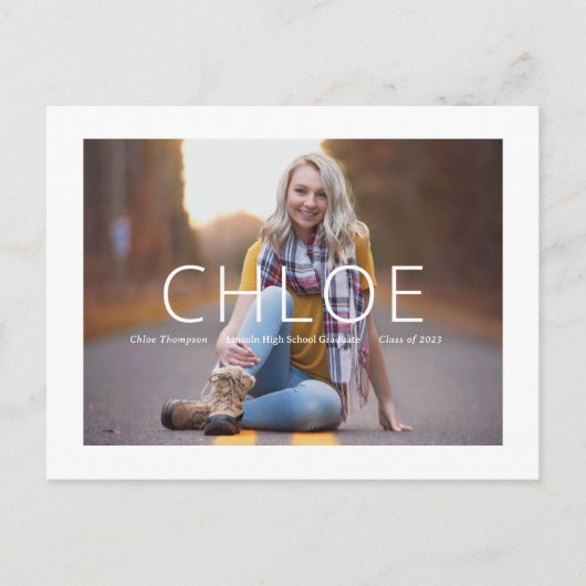 Stylish Photo Graduation Announcement Postcard Aankondigingskaart (Voorkant)