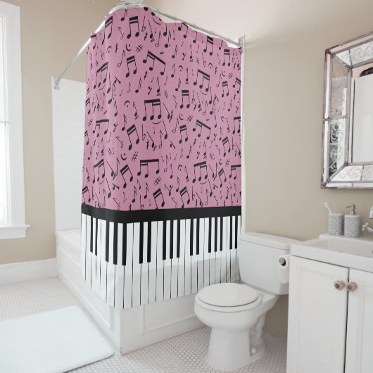 Stylish piano keys and music shower curtains douchegordijn (In situ)