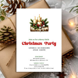 Stylish Pine Wreath Christmas Candles Invite Kaart