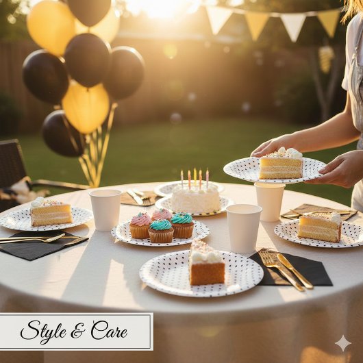 Stylish Pink 7" Paper Bowl Plate with Black Dots Papieren Kommen