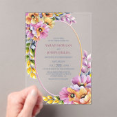 Stylish Pink and Orange Floral Wedding Acryl Uitnodigingen (Insitu (Draagbaar))