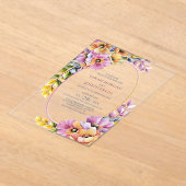 Stylish Pink and Orange Floral Wedding Acryl Uitnodigingen (Laagn)