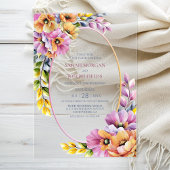 Stylish Pink and Orange Floral Wedding Acryl Uitnodigingen