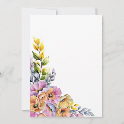 Stylish Pink and Orange Floral Wedding  Kaart (Achterkant)