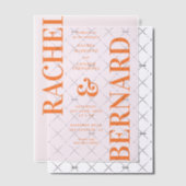 Stylish Pink and Orange Typography Wedding Vellum Uitnodigingen (Offset (Uitnodiging))