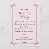 Stylish pink Birthday Invitation Card Kaart (Achterkant)