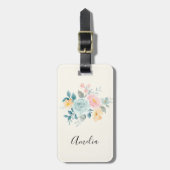Stylish Pink & Blue Flower Bouquet Bagagelabel (Voorkant verticaal)