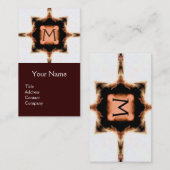 STYLISH PINK BROWN WHITE SQUARE MONOGRAM VISITEKAARTJE (Voorkant / Achterkant)