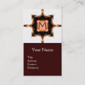STYLISH PINK BROWN WHITE SQUARE MONOGRAM VISITEKAARTJE (Voorkant)