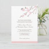 Stylish Pink Cherry Blossoms Wedding Invitation Kaart (Staand voorkant)