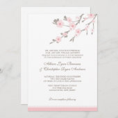 Stylish Pink Cherry Blossoms Wedding Invitation Kaart (Voorkant / Achterkant)