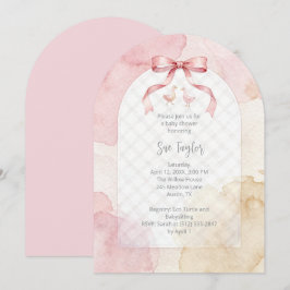 Stylish Pink Coquette Bow Girl Baby Shower LPM26 Kaart