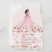Stylish Pink Floral Tulle Model Bridal Shower Kaart (Voorkant)