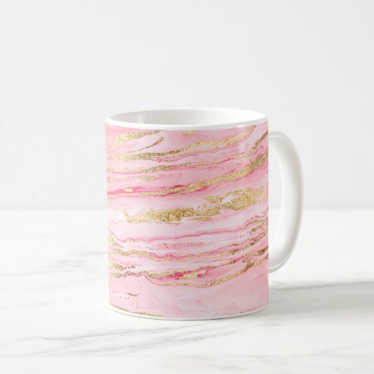 Stylish Pink Gold Abstract Marble Liquid Paint Koffiemok (Voorkant rechts)