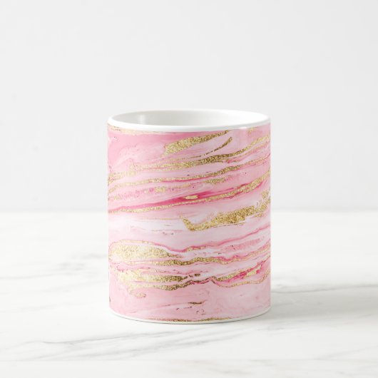 Stylish Pink Gold Abstract Marble Liquid Paint Koffiemok (Center)