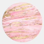 Stylish Pink Gold Abstract Marble Liquid Paint Ronde Sticker (Voorkant)