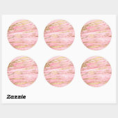 Stylish Pink Gold Abstract Marble Liquid Paint Ronde Sticker (Vel)