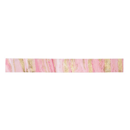 Stylish Pink Gold Abstract Marble Liquid Paint Satijnen Lint (Voorkant)