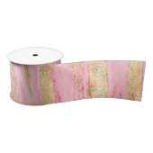 Stylish Pink Gold Abstract Marble Liquid Paint Satijnen Lint (Spoel)