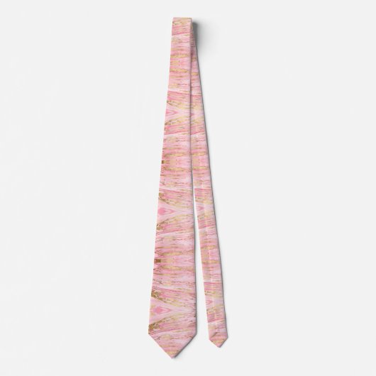 Stylish Pink Gold Abstract Marble Liquid Paint Stropdas (Voorkant)