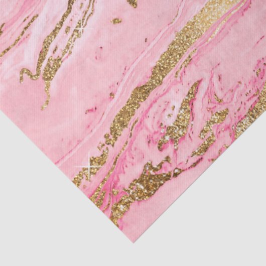 Stylish Pink Gold Abstract Marble Liquid Paint Tissuepapier (Detail)