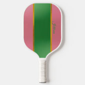 Stylish Pink Green Monogram Preppy  Pickleball Paddle (Voorkant)
