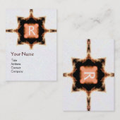 STYLISH PINK RED BROWN SQUARE MONOGRAM White Pearl Visitekaartje (Voorkant / Achterkant)