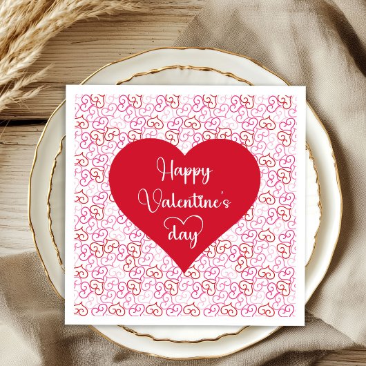 Stylish Pink Red Hearts Valentine Napkins Servet