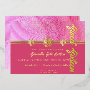 Stylish Pink Sweet 16 Invitation Folie Uitnodiging