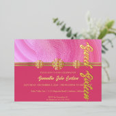 Stylish Pink Sweet 16 Invitation Folie Uitnodiging (Staand Voorkant)