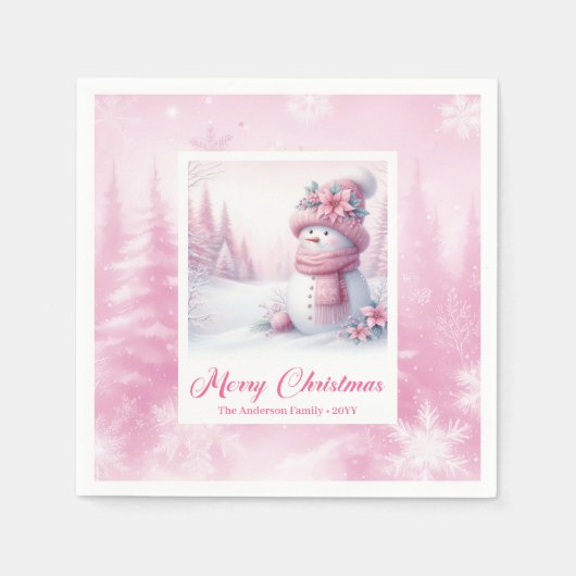 Stylish Pinkmas Kids Christmas Scene Winter Forest Servet (Voorkant)