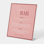 Stylish Pinky Pink Open Bar Wedding Reclamebord Met Voetstuk (Voorkant)