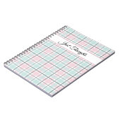Stylish plaid with pastel gray, pink and blue  notitieboek (Linkerzijde)