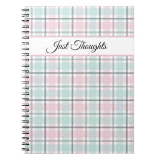 Stylish plaid with pastel gray, pink and blue notitieboek