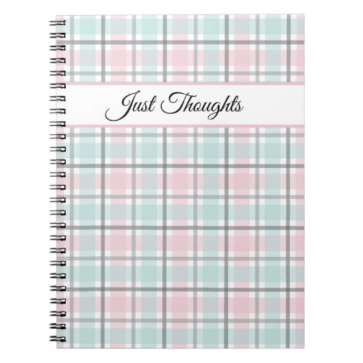 Stylish plaid with pastel gray, pink and blue  notitieboek (Voorkant)