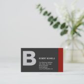 Stylish Plain Red Gray Monogram Visitekaartje (Staand voorkant)