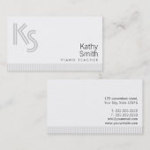Stylish Plain White Piano Teacher Visitekaartje (Voorkant / Achterkant)
