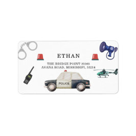 Stylish Police Kids Birthday Etiket