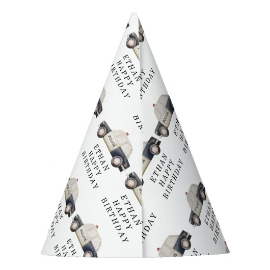 Stylish Police Kids Birthday Feesthoedjes (Achterkant)