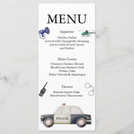 Stylish Police Kids Birthday Menu