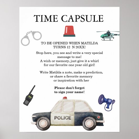 Stylish Police Kids Birthday Poster (Voorkant)