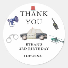 Stylish Police Kids Birthday Ronde Sticker